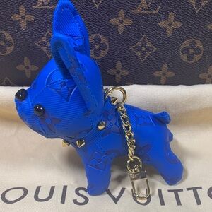 Beautiful blue Frenchie dog keychain or bag charm
